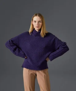 Pull Églantine col amovible violet foncé