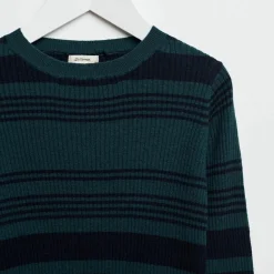 Pull Glava à rayures vert émeraude/noir