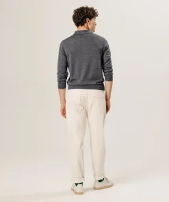 Pull Guillaume 100% laine col polo gris foncé