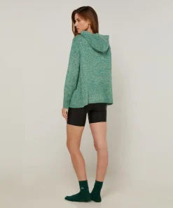 Pull Hortensia à capuche chiné vert
