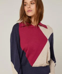 Pull Hughette en Laine mélangée rouge grenat