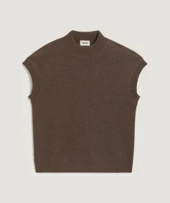 Pull Iphigénie manches courtes col montant marron havane