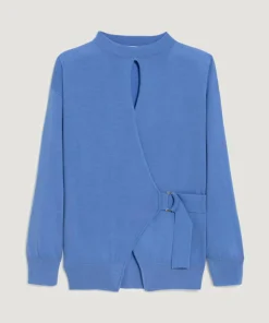 Pull Julie-Rose 100% laine cache-coeur bleu horizon