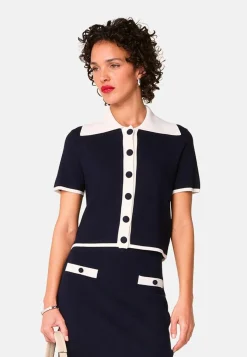 Pull Julie-Rose manches courtes bleu marine