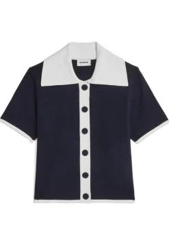 Pull Julie-Rose manches courtes bleu marine