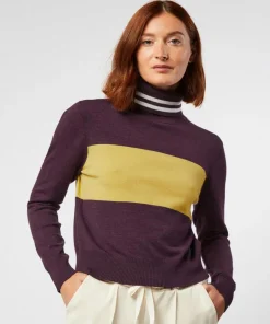 Pull Karla col roulé bicolore violet aubergine