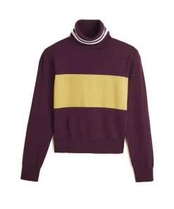 Pull Karla col roulé bicolore violet aubergine