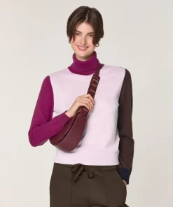 Pull Klarys 100% Laine col roulé multicolore rose pâle