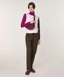 Pull Klarys 100% Laine col roulé multicolore rose pâle