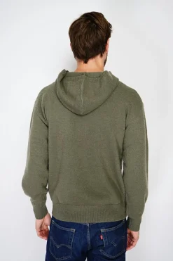 Pull large à capuche en Cachemire mélangé kaki