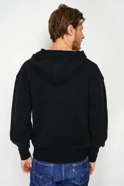 Pull large à capuche en Cachemire mélangé noir