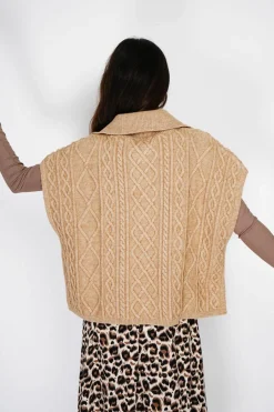 Pull large à capuche en Cachemire mélangé camel