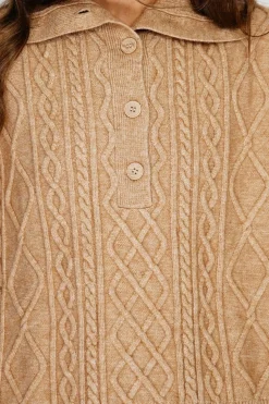 Pull large à capuche en Cachemire mélangé camel