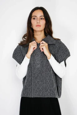 Pull large à capuche en Cachemire mélangé loup