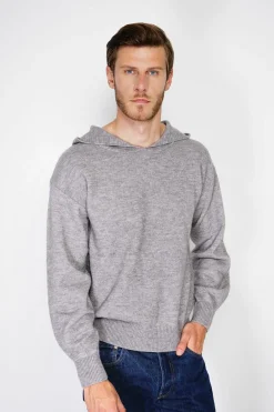 Pull large à capuche en Cachemire mélangé flanelle