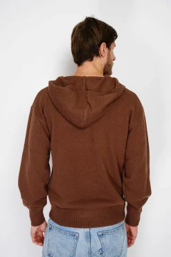 Pull large à capuche en Cachemire mélangé café