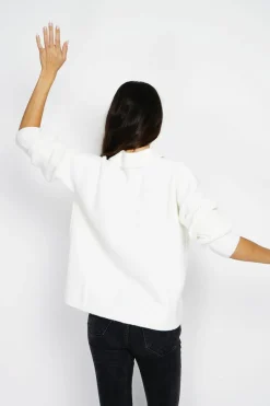 Pull large en Cachemire mélangé col polo naturel