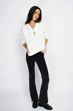 Pull large en Cachemire mélangé col polo naturel