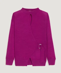 Pull Madeleine 100% laine cache-coeur rose fuchsia