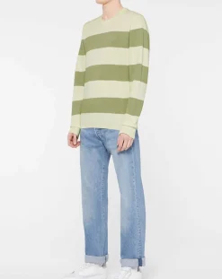 Pull Marinière beige/vert