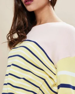 Pull marinière en Laine mélangée Abime jaune/écru