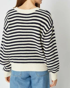 Pull marinière Jeanne en Laine mélangée écru/marine