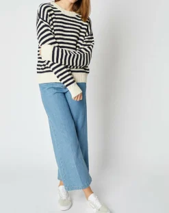 Pull marinière Jeanne en Laine mélangée écru/marine