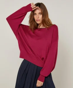 Pull Marjorie en Laine mélangée rouge grenat