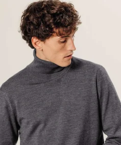 Pull Émile 100% laine col rond gris foncé