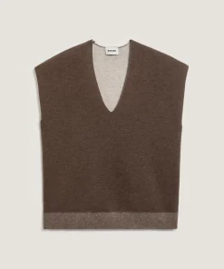 Pull Nikita manches courtes col V marron havane