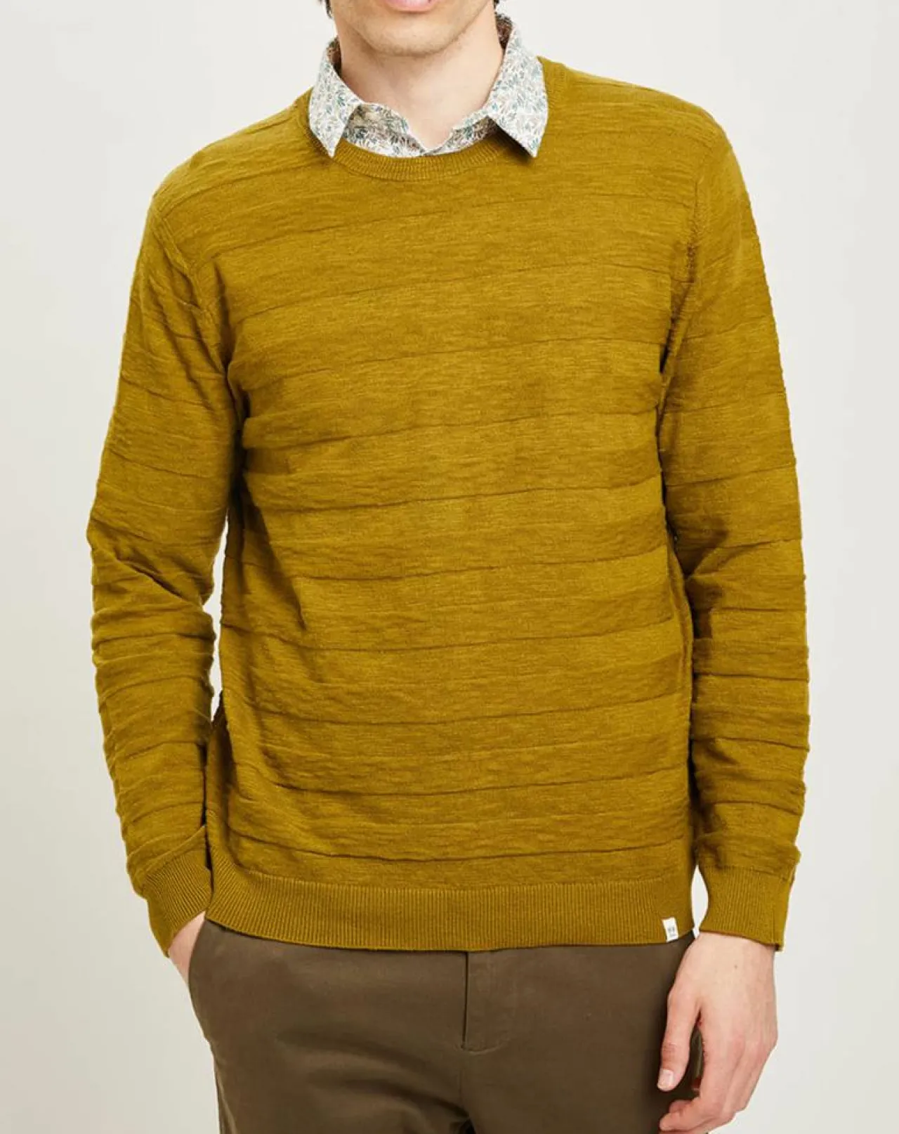 Pull Orio rayures texturées olive