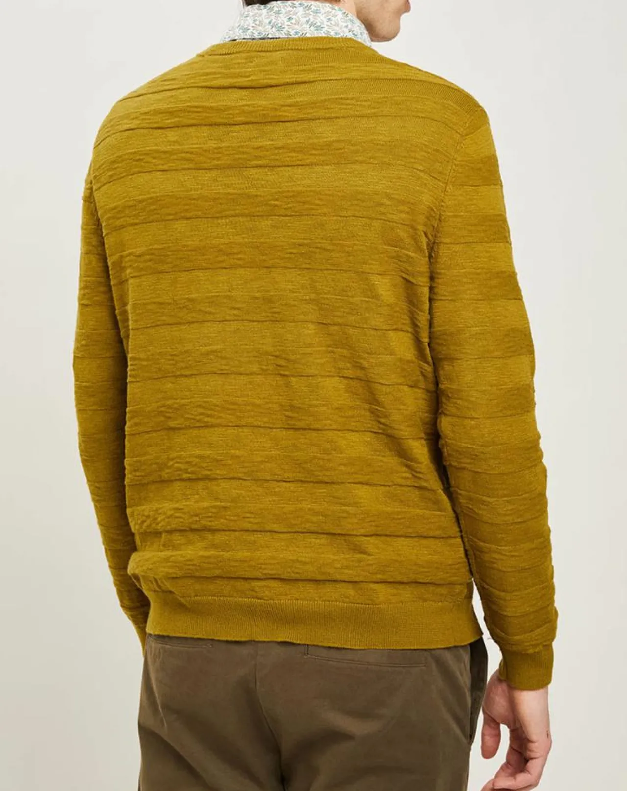 Pull Orio rayures texturées olive