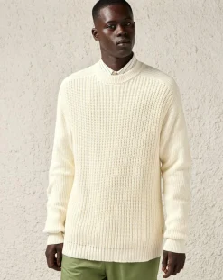 Pull épais en Maille côtelée de Coton Racar écru