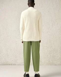 Pull épais en Maille côtelée de Coton Racar écru