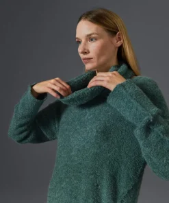 Pull Pensée col amovible vert de gris