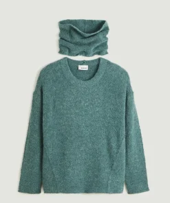 Pull Pensée col amovible vert de gris