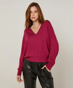 Pull Petronille en Laine mélangée rouge grenat