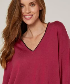 Pull Petronille en Laine mélangée rouge grenat