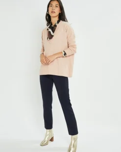 Pull Plume double col rose pâle