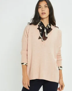 Pull Plume double col rose pâle