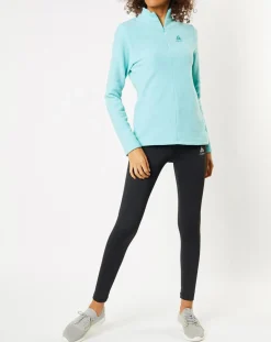 Pull polaire technique col zippé Roy vert/bleu