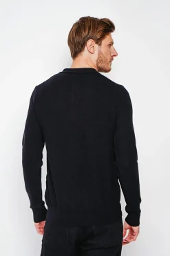 Pull polo demi zippé noir