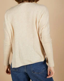 Pull poncho 100% Cachemire Alizée col rond beige chiné