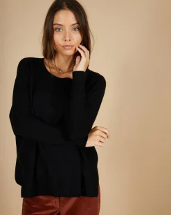Pull poncho 100% Cachemire Alizée col rond noir