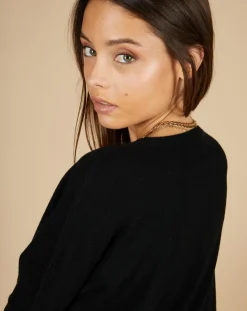 Pull poncho 100% Cachemire Alizée col rond noir