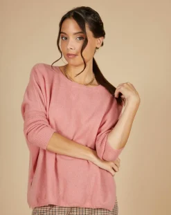 Pull poncho 100% Cachemire Alizée col rond bois de rose