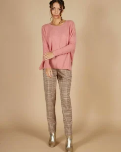Pull poncho 100% Cachemire Alizée col rond bois de rose