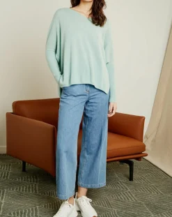 Pull poncho 100% Cachemire Axelle Col V amande