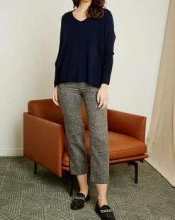 Pull poncho 100% Cachemire Axelle Col V bleu marine