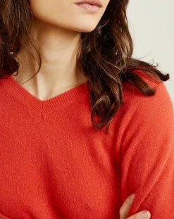 Pull poncho 100% Cachemire Axelle Col V corail